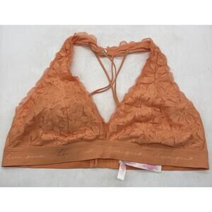 PINK by Victoria’s‎ Secret Lace Strappy Back Halter Neck Bralette Peach Size XXL